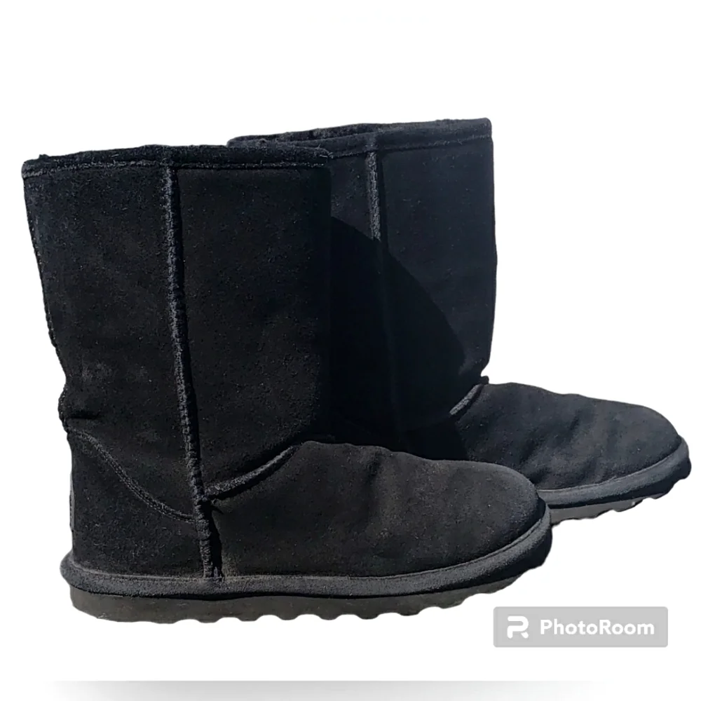 Bearpaw Black Suede Sheepskin Wool Emma Boots